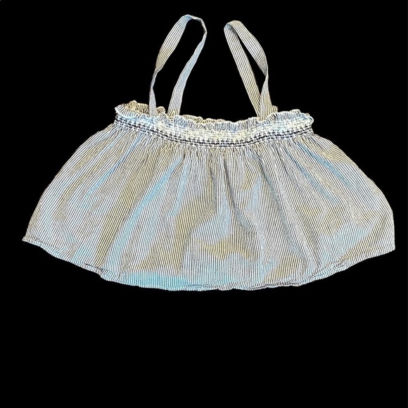 Urban Outfitters Cropped Gray & White Striped Tank Size Medium Button Straps. - Picture 2 of 11